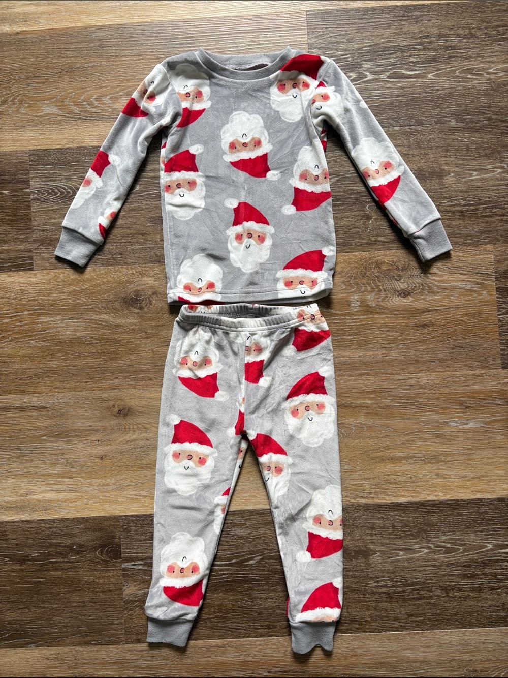 Carter's Gray Kids Santa Print Pajama Set with Red Accents